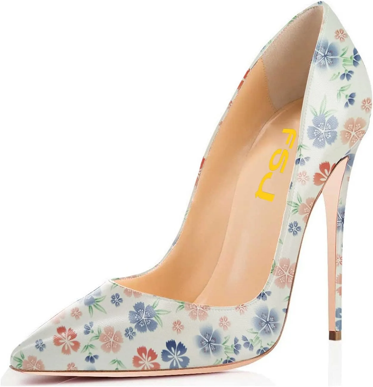FSJ Women Fashion High Heel Pump Stilettos Pointy Toe Evening Party Dress Print Shoes Size 4-15 US
