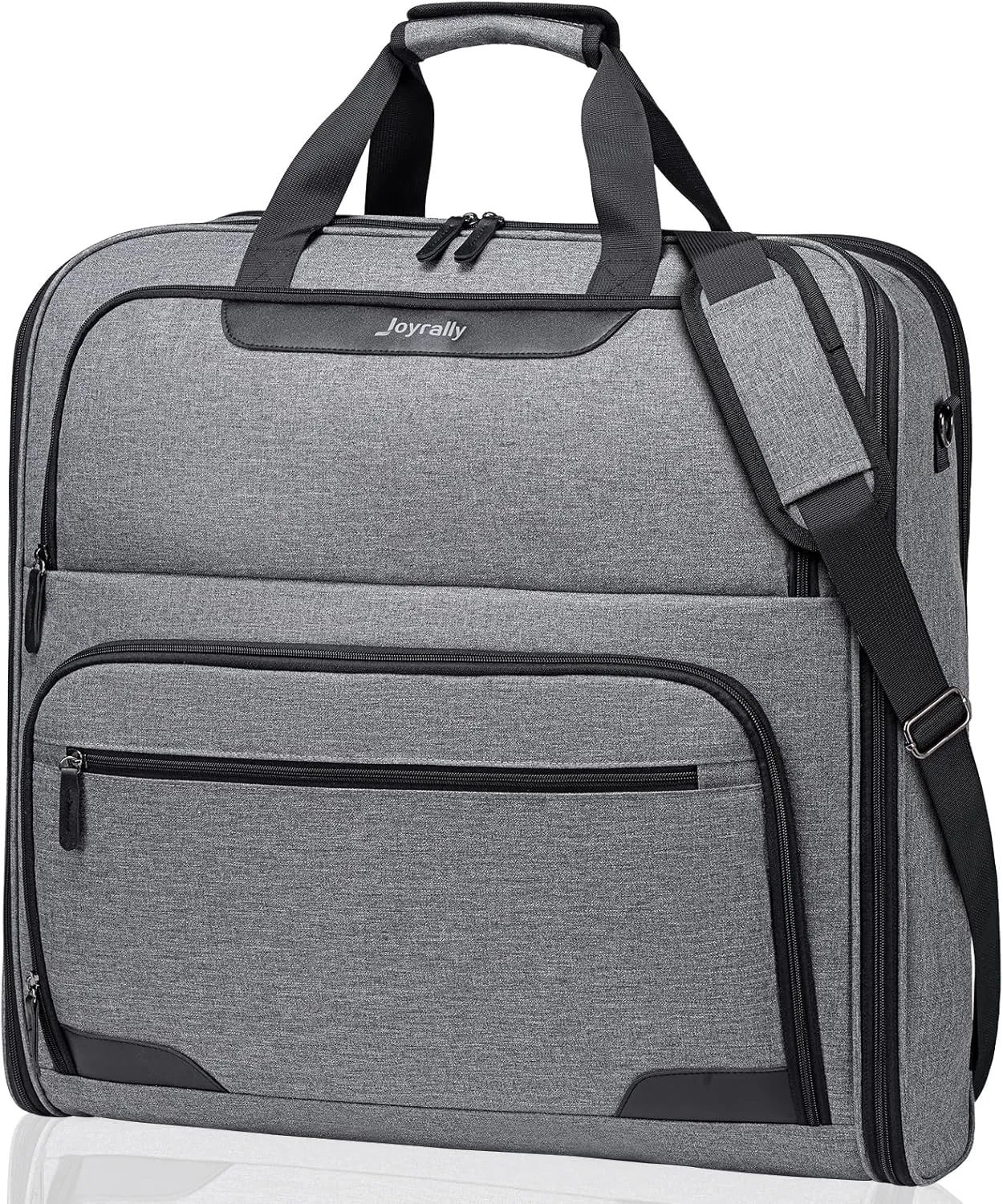 Garment Bags for Travel, Double Layered Carry on Garment Bag with Shoulder Strap, Foldable Suit Travel Bags for Men, Wrinkle Free Garment Travel Bag for Hanging Clothes, Dark Grey