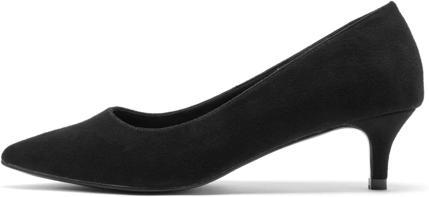 GENSHUO Womens Kitten Heels,Classic 2 Inch Low Heel Pumps Slip On Closed Pointed Toe Pumps Office Work Dress Heeled Pump Shoes