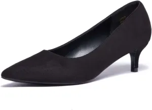 GENSHUO Womens Kitten Heels,Classic 2 Inch Low Heel Pumps Slip On Closed Pointed Toe Pumps Office Work Dress Heeled Pump Shoes