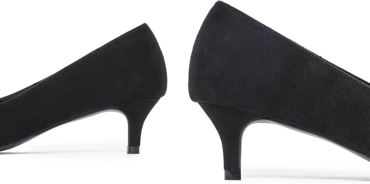 GENSHUO Womens Kitten Heels,Classic 2 Inch Low Heel Pumps Slip On Closed Pointed Toe Pumps Office Work Dress Heeled Pump Shoes