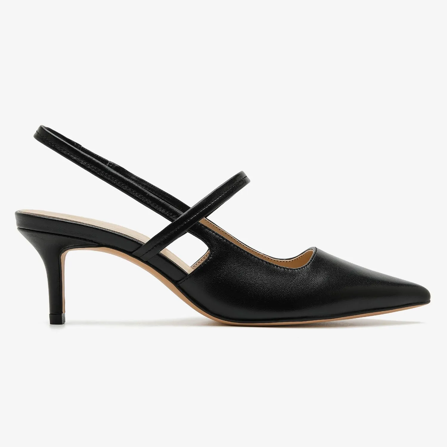 Genuine Leather Slingback Pumps Women Kitten Heels Dressy Comfortable Shoes with Memory Insole Heeled Sandal for Daily Office Attire Dress