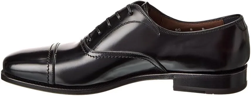Genuine SEUL (EE/Wide) Leather Cap Toe Welted Oxford Formal Men's Black Dress Shoes (Salvatore