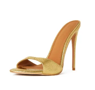 GIA GOLD VEGAN MULES