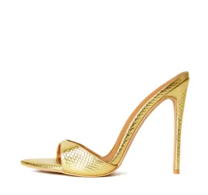 GIA GOLD VEGAN MULES