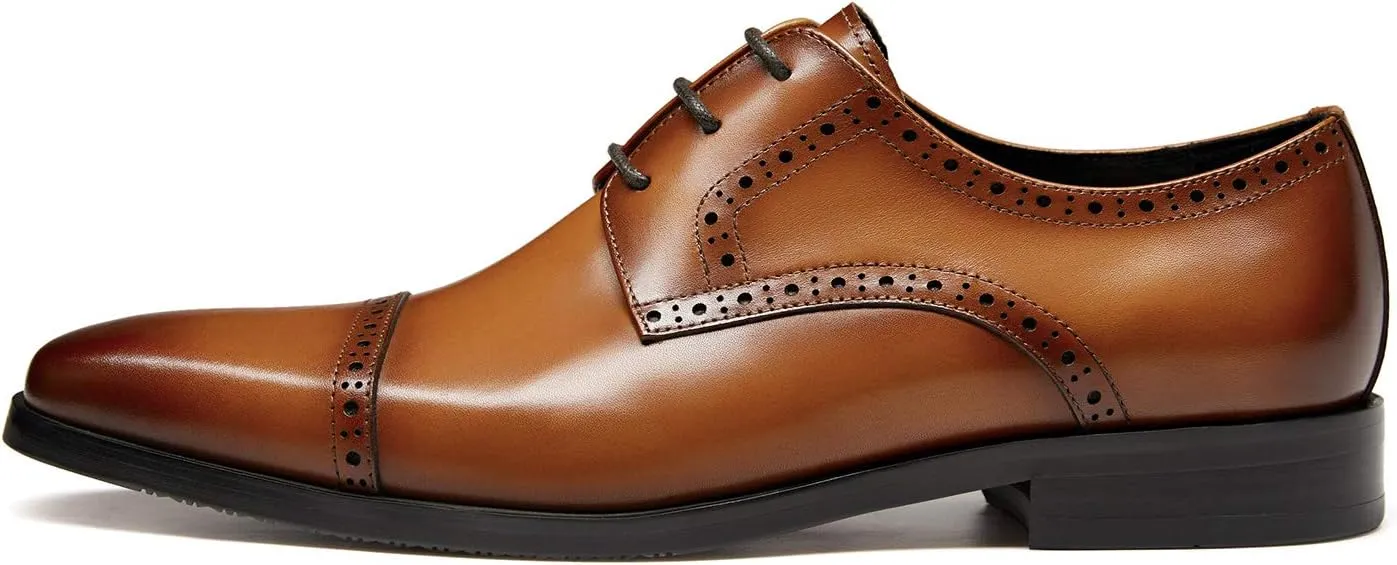 GIFENNSE Men's Dress Shoes Classic Calfskin Leather Wedding Oxford Formal Shoes