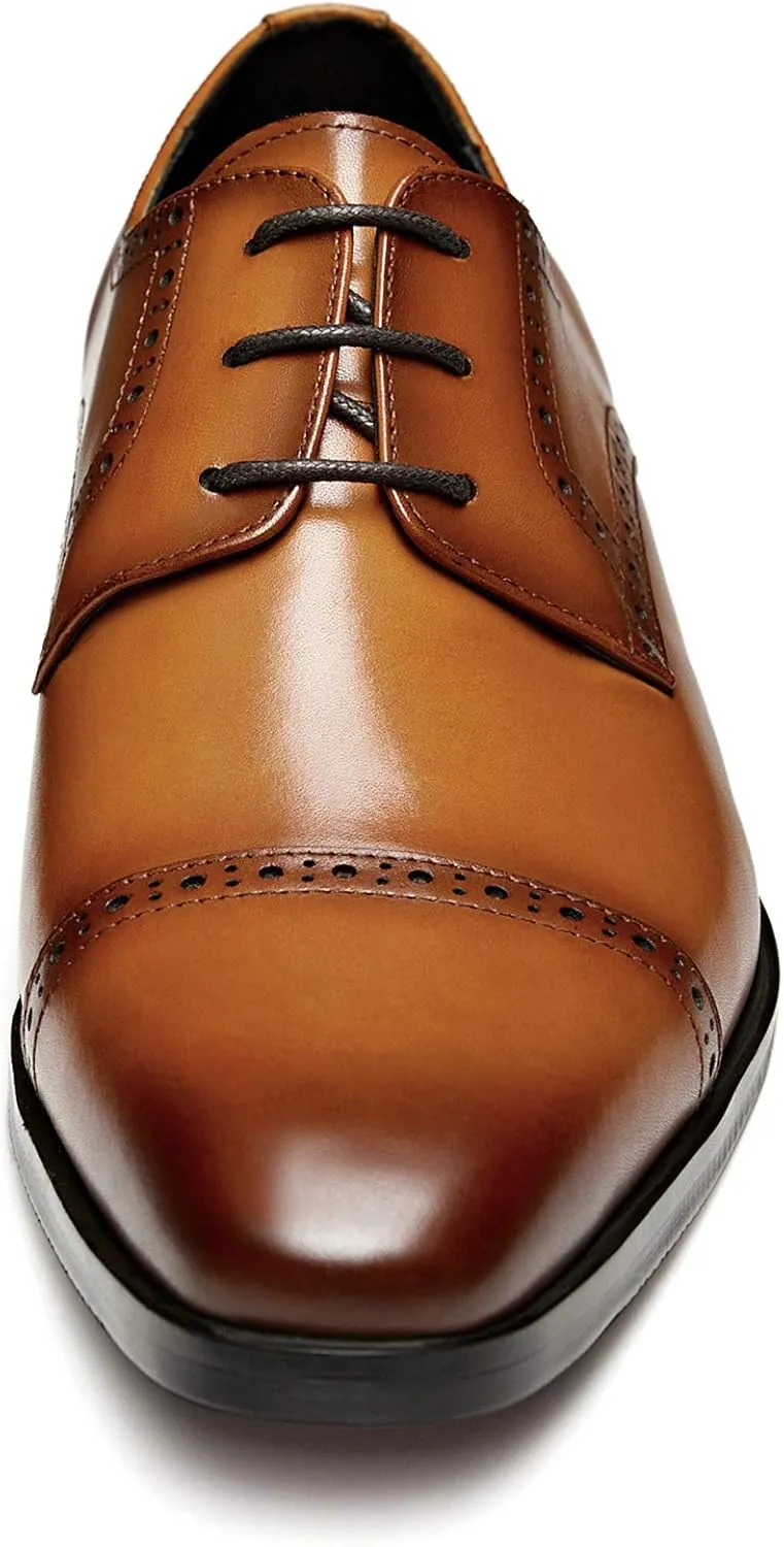 GIFENNSE Men's Dress Shoes Classic Calfskin Leather Wedding Oxford Formal Shoes