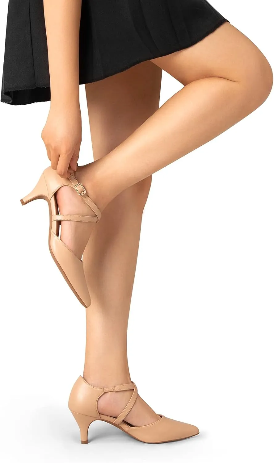 Greatonu Women's Low Heel Pumps Pointed Toe Bridal Wedding Party Kitten Heel Pump Shoes