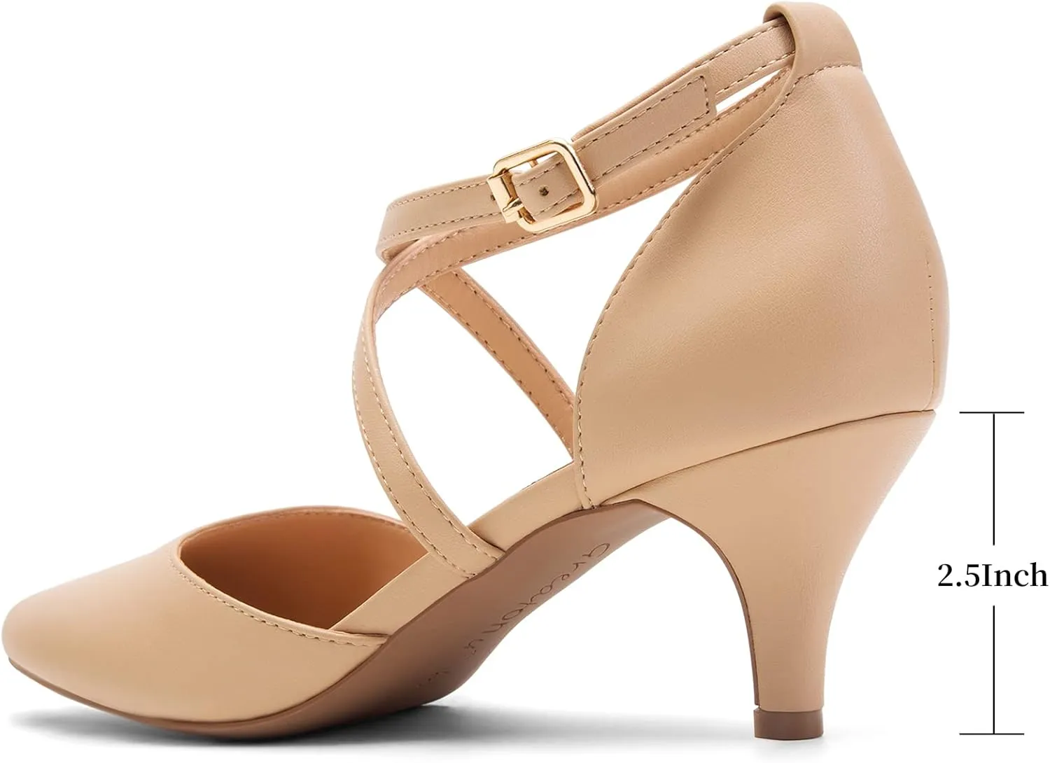 Greatonu Women's Low Heel Pumps Pointed Toe Bridal Wedding Party Kitten Heel Pump Shoes