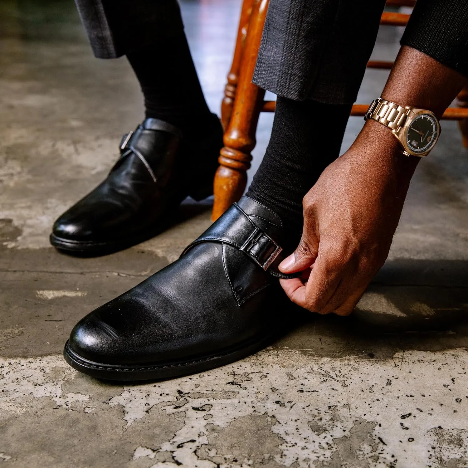 Gunnar and Troy Maverick Mens Dress Shoes Oxford | Single Monk Strap Dress Shoes for Men | Classic Wingtip Oxford Silhouette with Leather Uppers