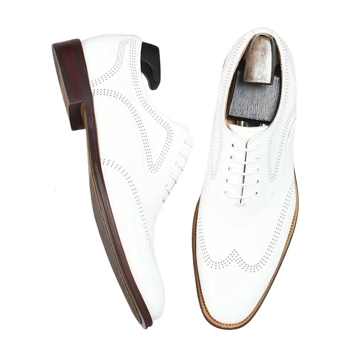 Handmade Leather Classic Wingtip Oxford Dress Shoes