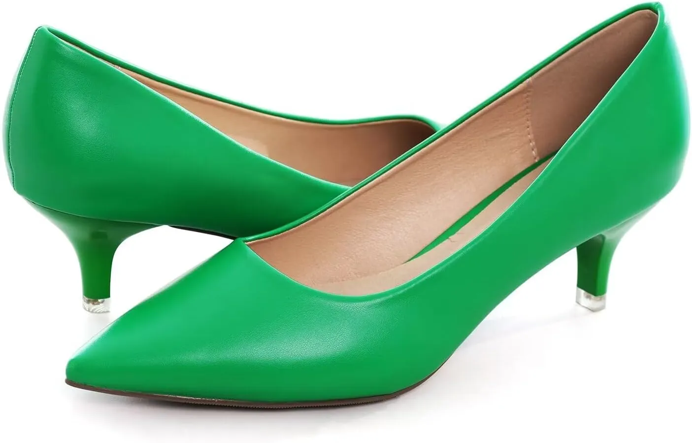Hee grand Womens Kitten Heels Pumps Classic Low Heel Slip On Closed Pointed Toe Pumps Office Work Dress Pump Shoes