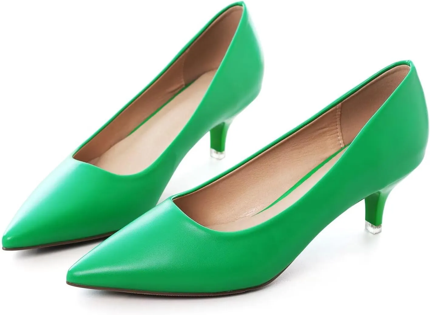 Hee grand Womens Kitten Heels Pumps Classic Low Heel Slip On Closed Pointed Toe Pumps Office Work Dress Pump Shoes
