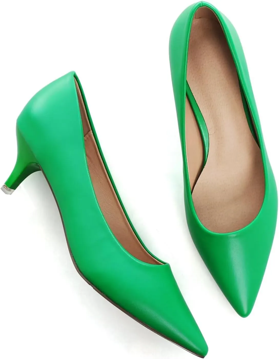Hee grand Womens Kitten Heels Pumps Classic Low Heel Slip On Closed Pointed Toe Pumps Office Work Dress Pump Shoes