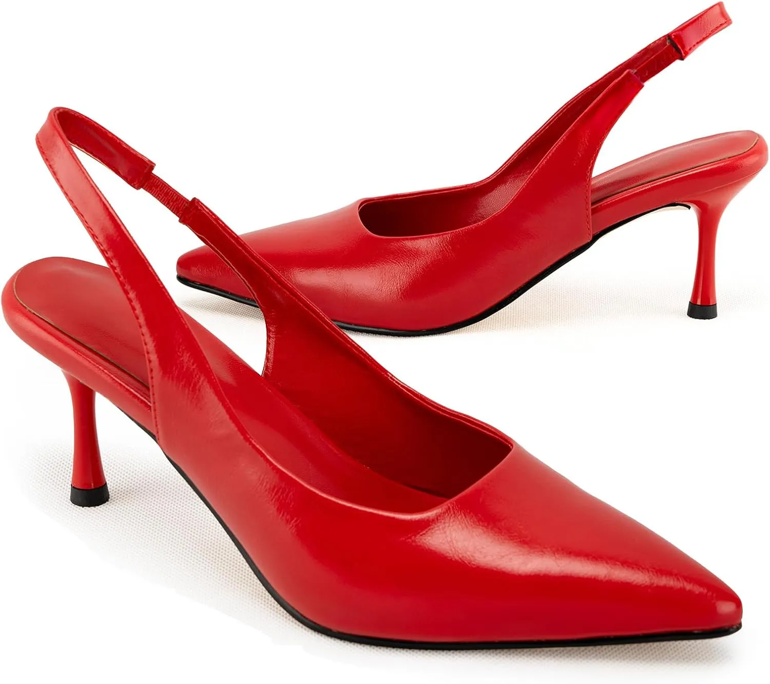 heelchic Women's Kitten Heel, Closed Pointed Toe Low Heel, Comfortable Pumps Shoes for Women Dress Shoes