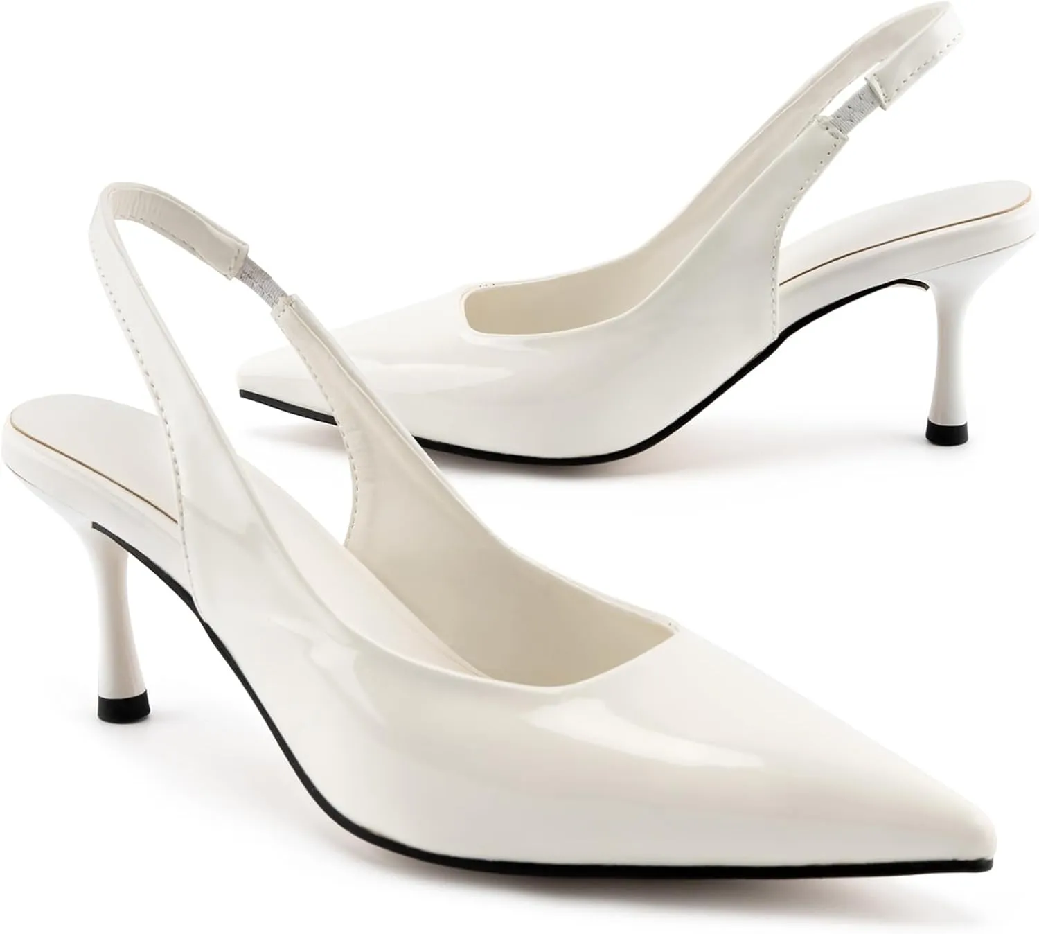 heelchic Women's Kitten Heel, Closed Pointed Toe Low Heel, Comfortable Pumps Shoes for Women Dress Shoes