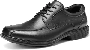 HEEZ Mens Dress Shoes,Split Leather Oxford Shoes with Square Toe, Classic Lace Up Formal Casual Business Shoes for Men