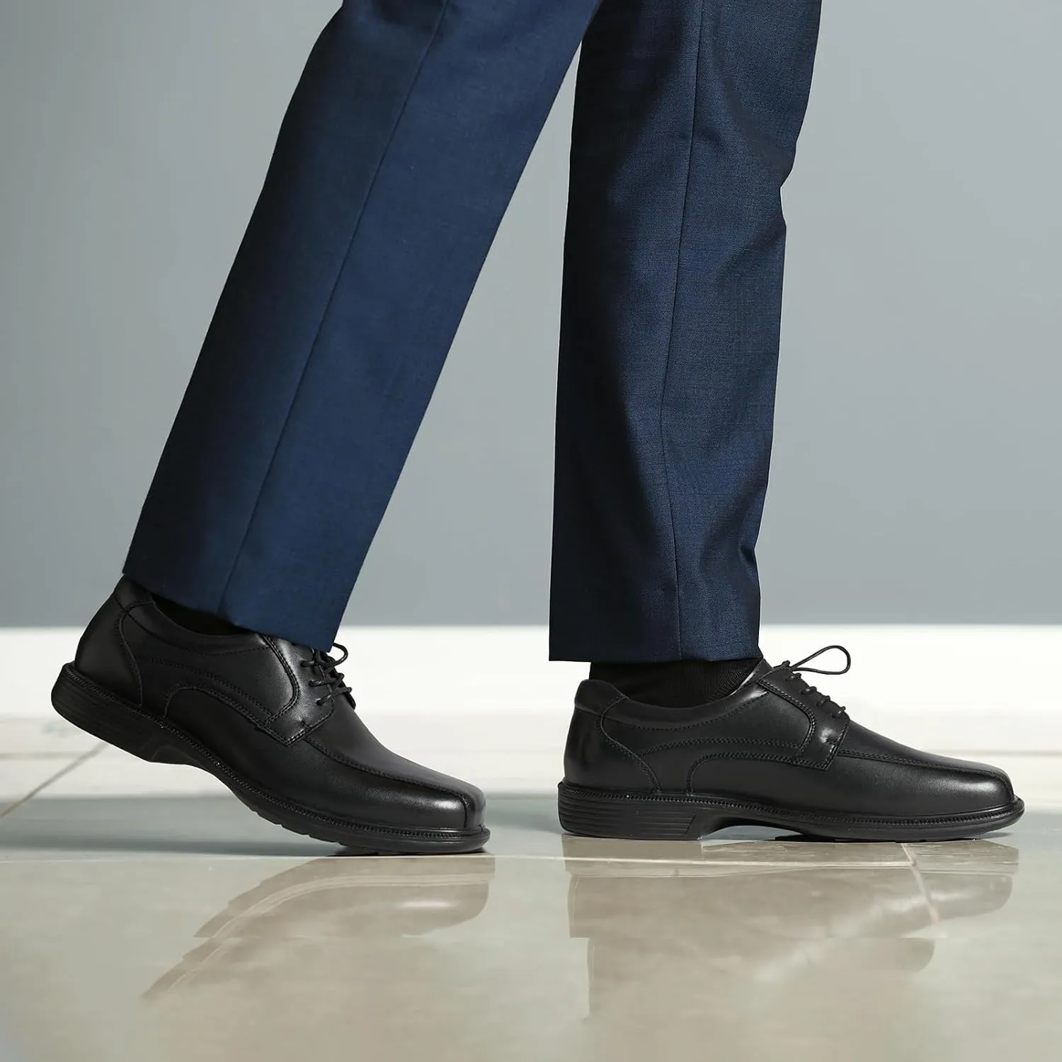 HEEZ Mens Dress Shoes,Split Leather Oxford Shoes with Square Toe, Classic Lace Up Formal Casual Business Shoes for Men