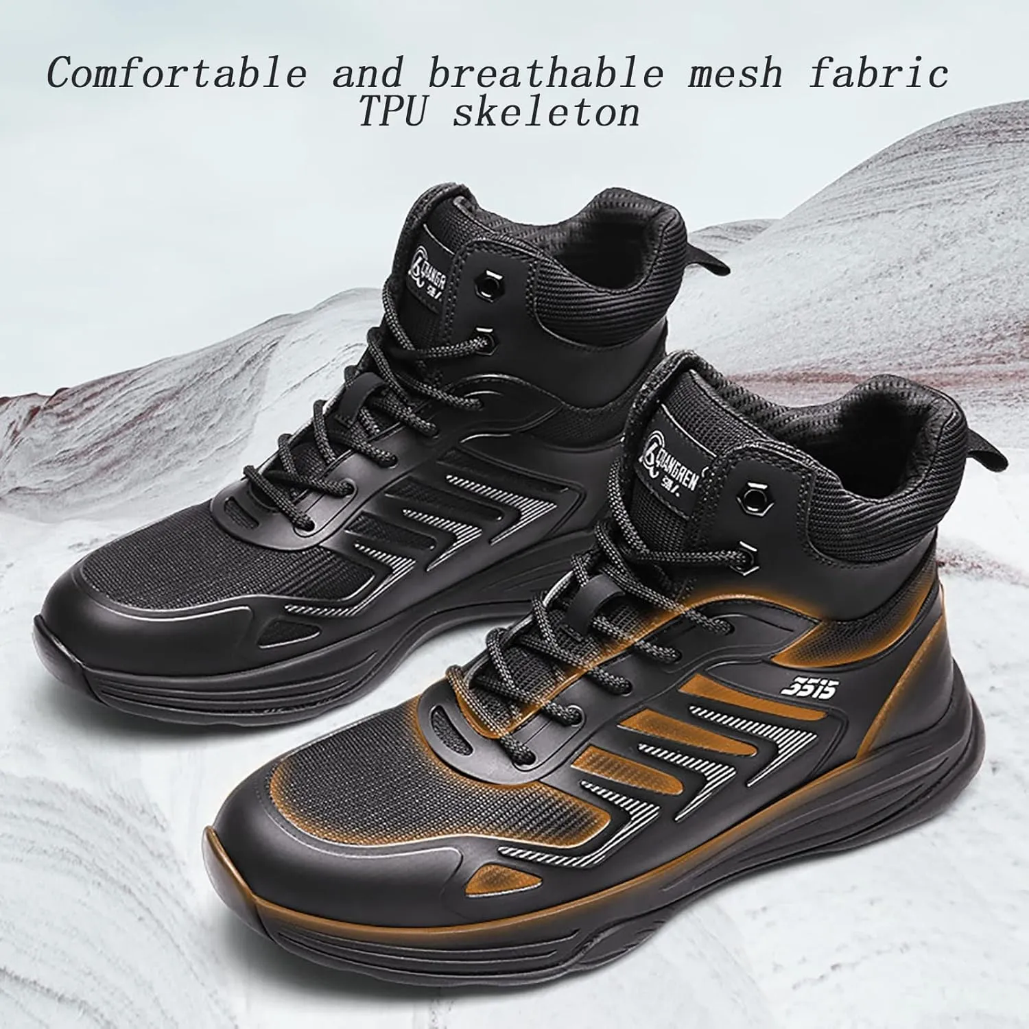 High-top Combat Boots, Spring and Autumn Outdoor Non-slip Wear-resistant Rubber Thick-soled Desert Boots, for Breathable Mountaineering Combat Boots