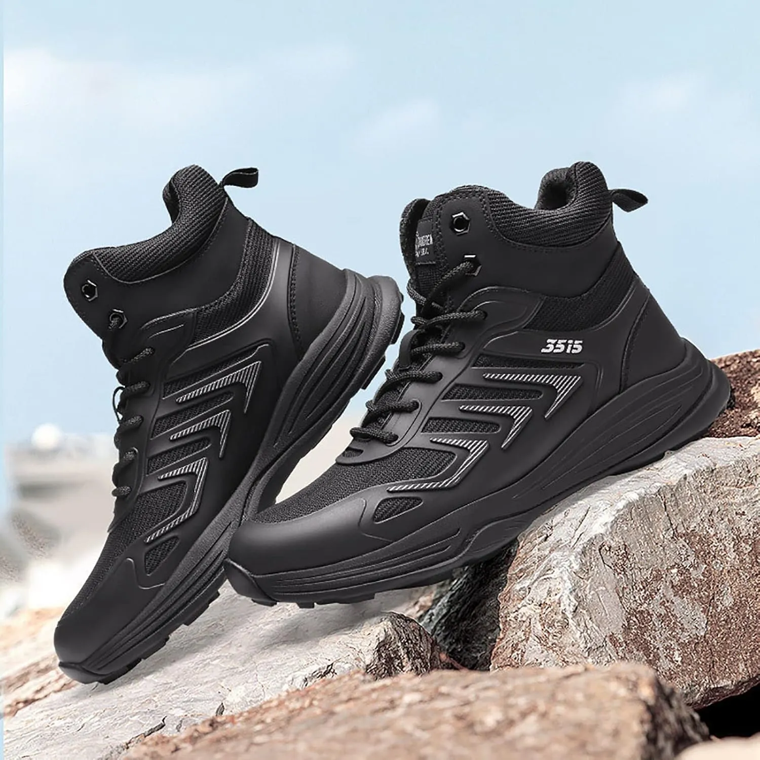 High-top Combat Boots, Spring and Autumn Outdoor Non-slip Wear-resistant Rubber Thick-soled Desert Boots, for Breathable Mountaineering Combat Boots