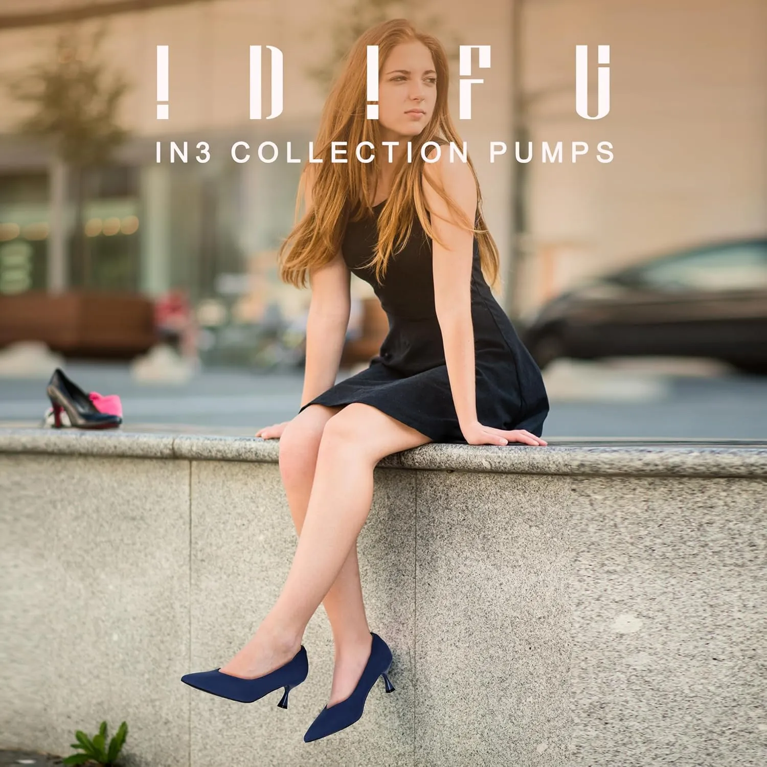 IDIFU IN3 Women's Pumps Kitten Closed Toe Heels Low Pointed Toe Heels Wedding Bridal Office Formal Work Prom Dress Shoes for Women Comfortable Dressy Trendy Cute Pumps Shoes
