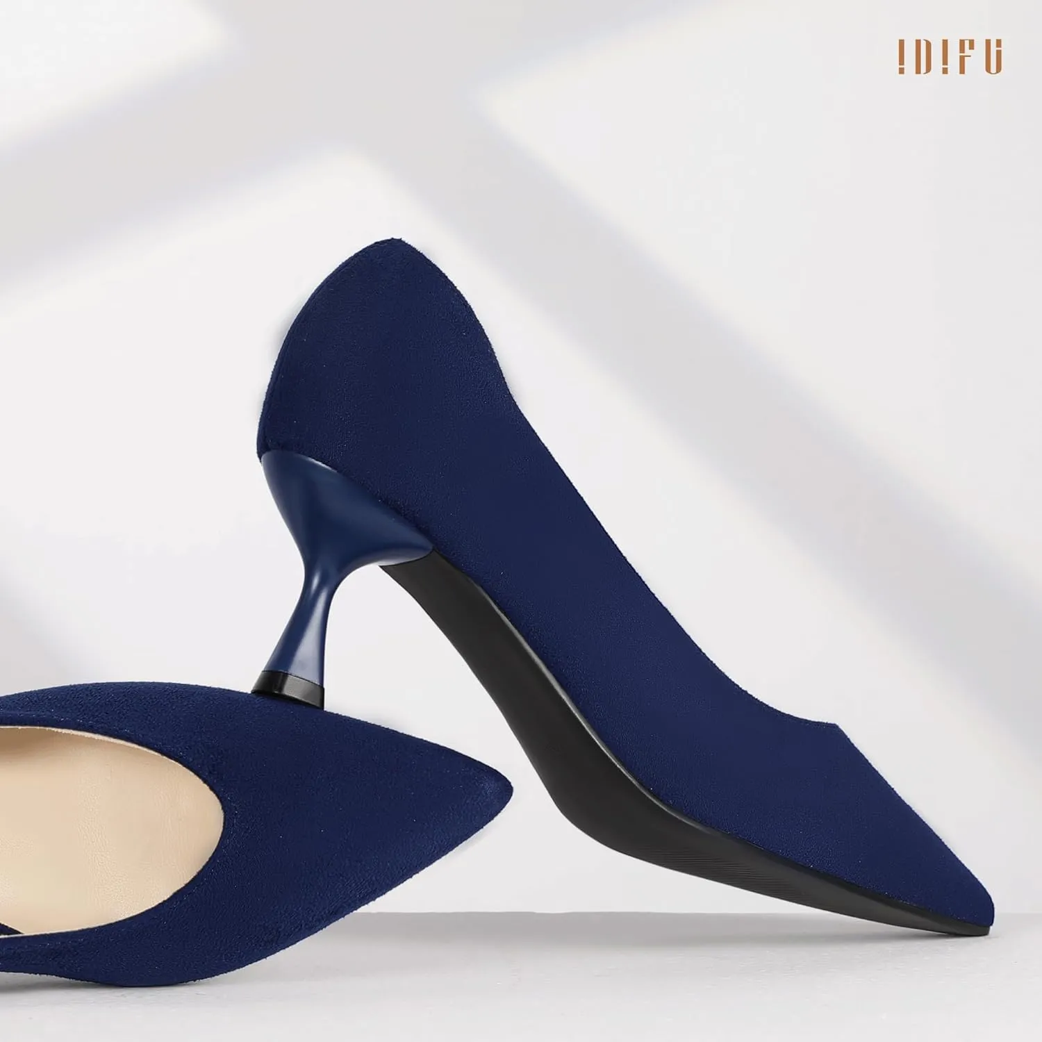 IDIFU IN3 Women's Pumps Kitten Closed Toe Heels Low Pointed Toe Heels Wedding Bridal Office Formal Work Prom Dress Shoes for Women Comfortable Dressy Trendy Cute Pumps Shoes