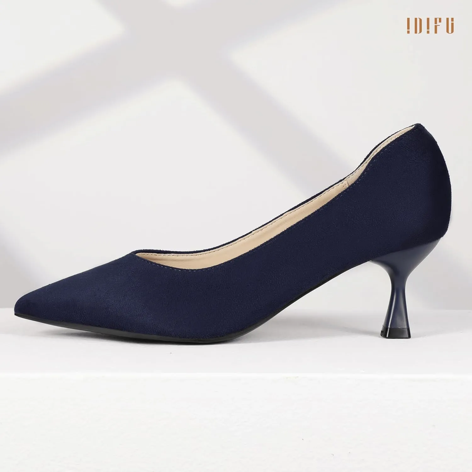 IDIFU IN3 Women's Pumps Kitten Closed Toe Heels Low Pointed Toe Heels Wedding Bridal Office Formal Work Prom Dress Shoes for Women Comfortable Dressy Trendy Cute Pumps Shoes