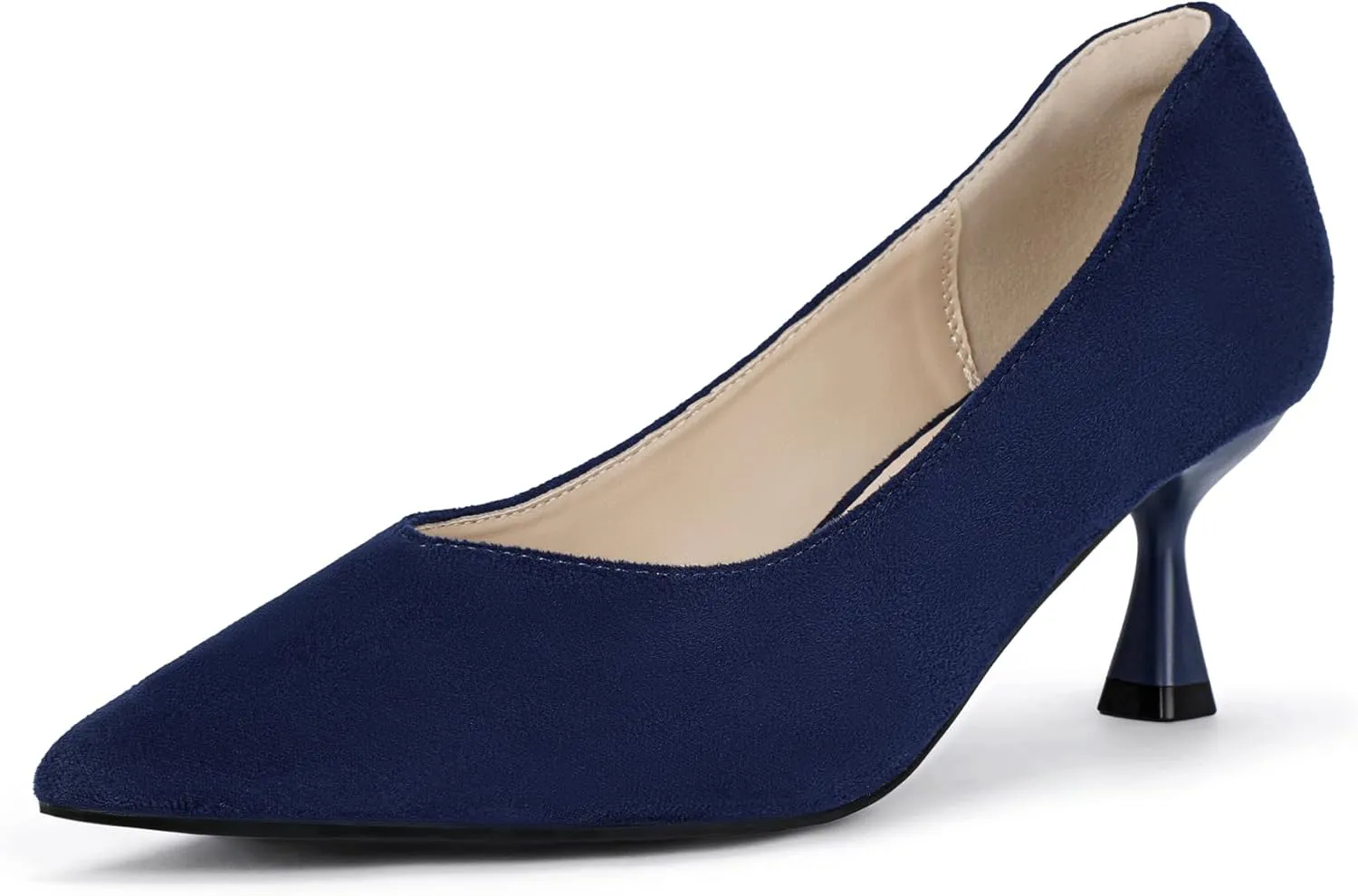 IDIFU IN3 Women's Pumps Kitten Closed Toe Heels Low Pointed Toe Heels Wedding Bridal Office Formal Work Prom Dress Shoes for Women Comfortable Dressy Trendy Cute Pumps Shoes