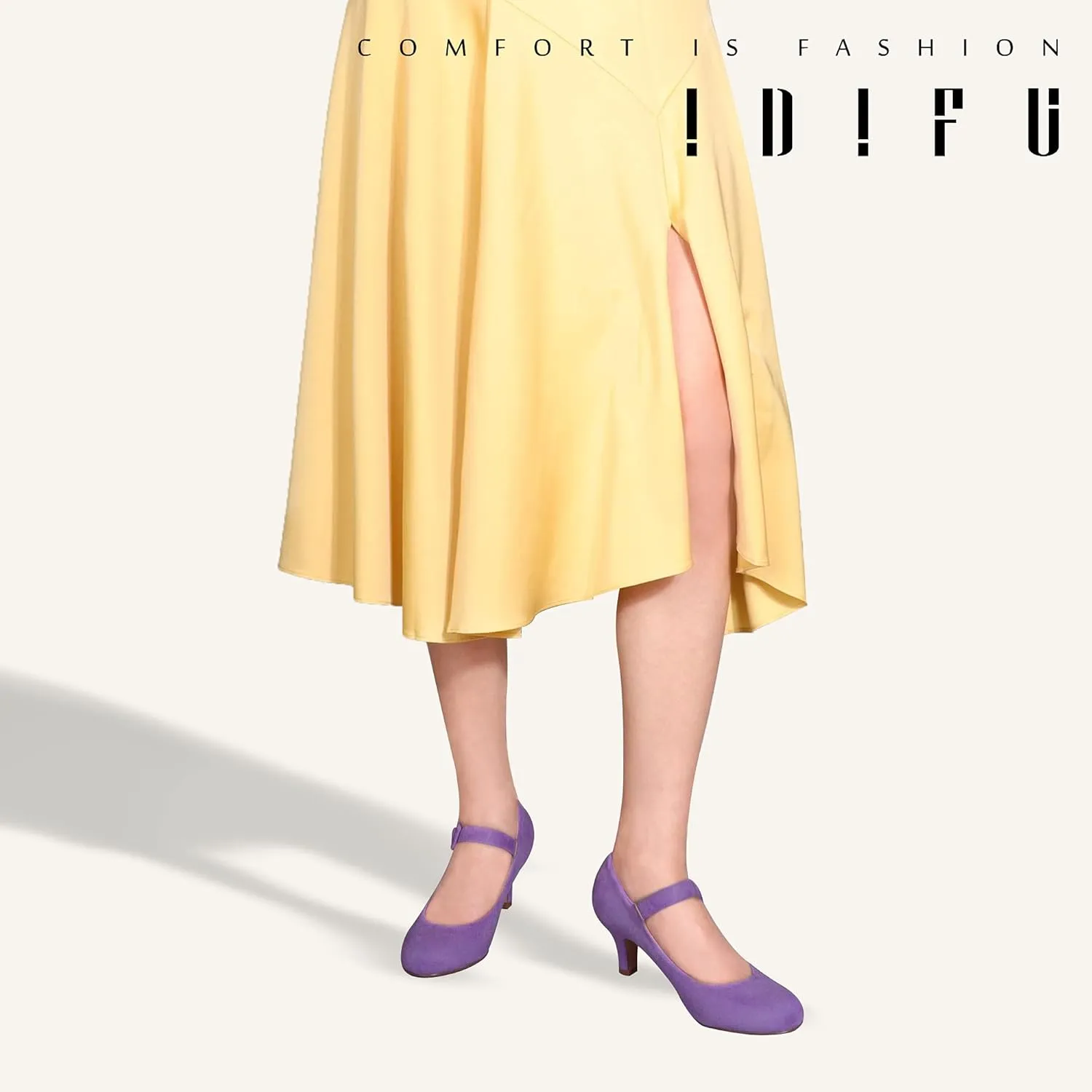 IDIFU Women's Jessy Dress Mary Jane Shoes Low Kitten Heels Closed Round Toe Office Work Wedding Pumps