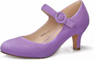 IDIFU Women's Jessy Dress Mary Jane Shoes Low Kitten Heels Closed Round Toe Office Work Wedding Pumps