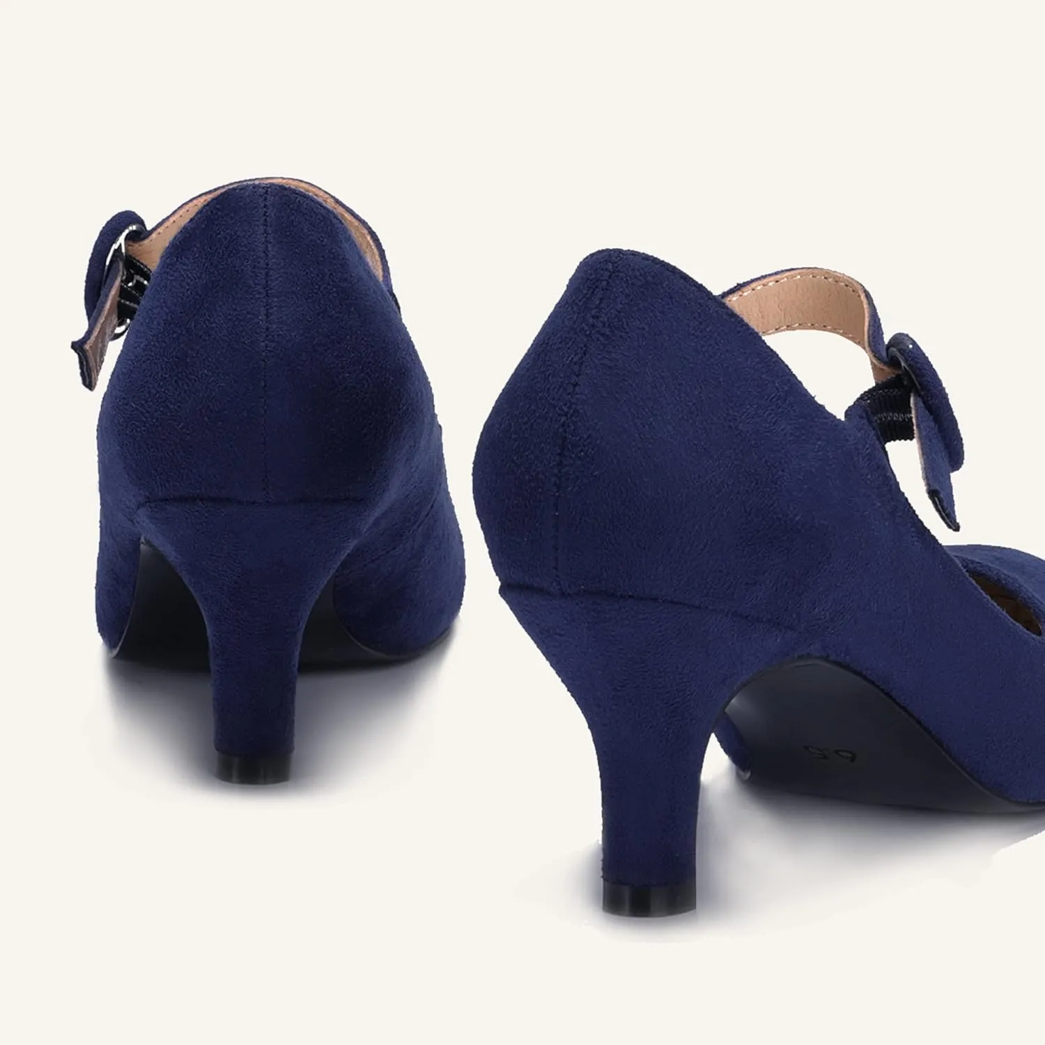 IDIFU Women's Jessy Dress Mary Jane Shoes Low Kitten Heels Closed Round Toe Office Work Wedding Pumps