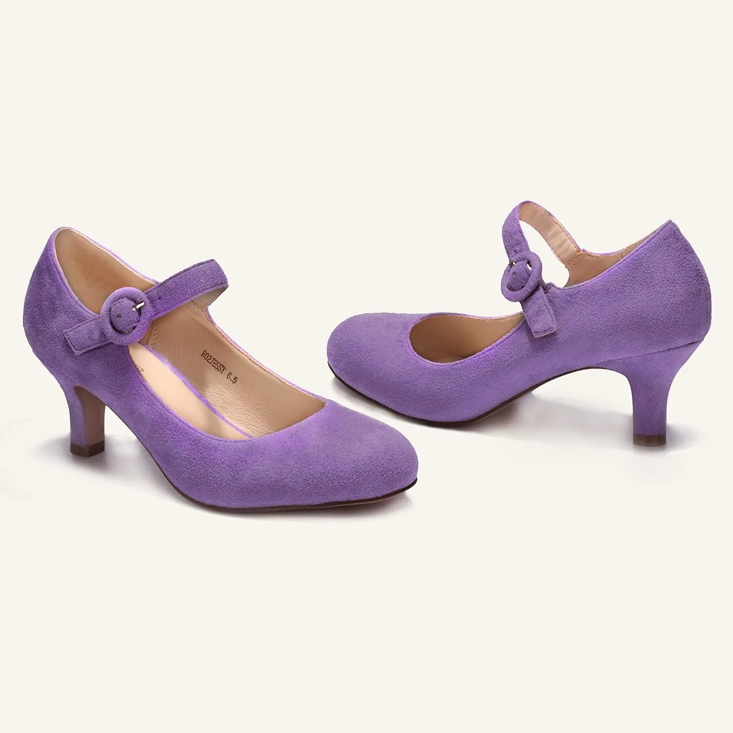 IDIFU Women's Jessy Dress Mary Jane Shoes Low Kitten Heels Closed Round Toe Office Work Wedding Pumps