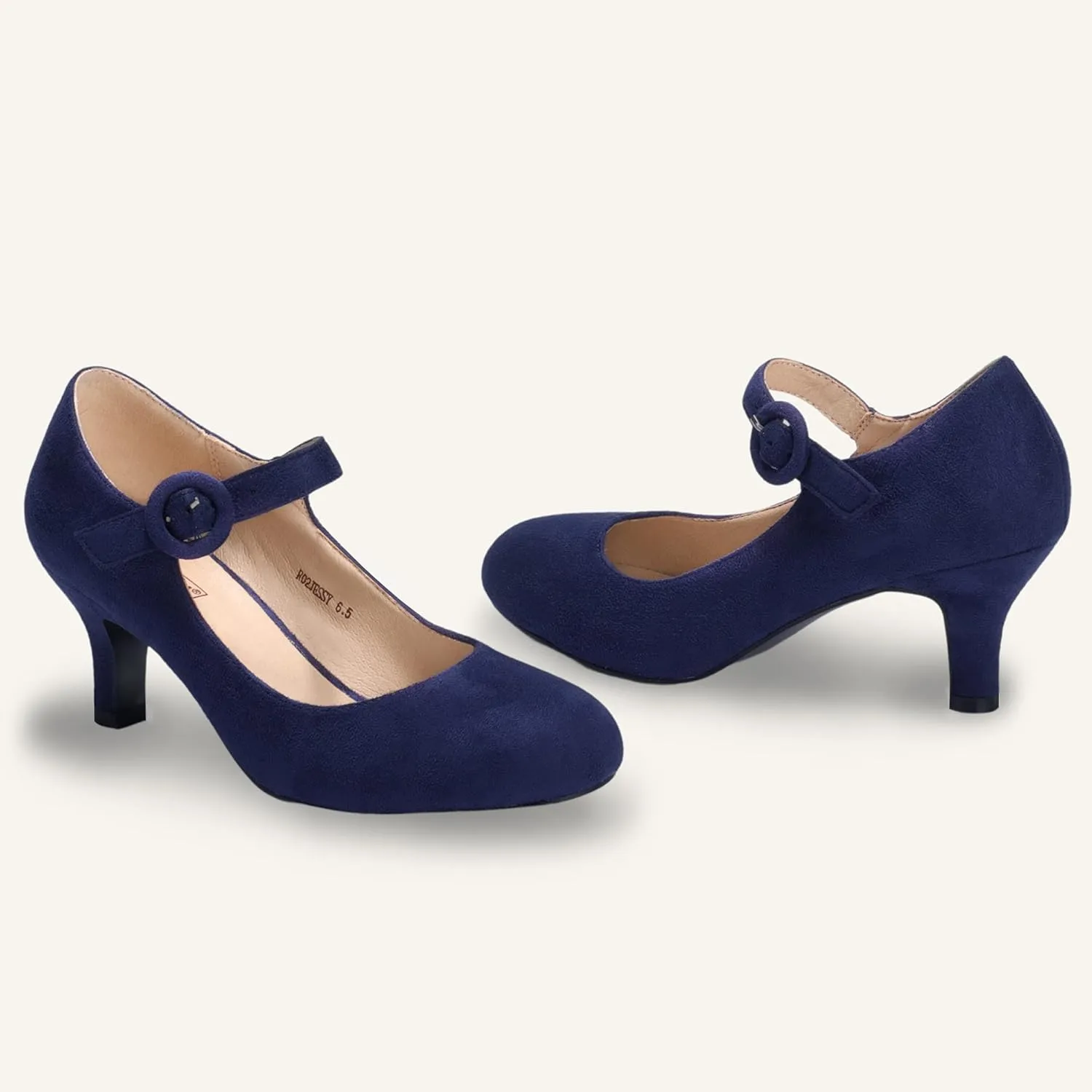 IDIFU Women's Jessy Dress Mary Jane Shoes Low Kitten Heels Closed Round Toe Office Work Wedding Pumps