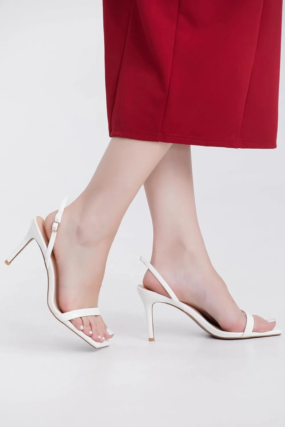iiimmu Women's 3-Inch Stiletto Heeled Sandals, Square Open Toe Slingback, Cute and Sassy Summer Patent Leather Heels