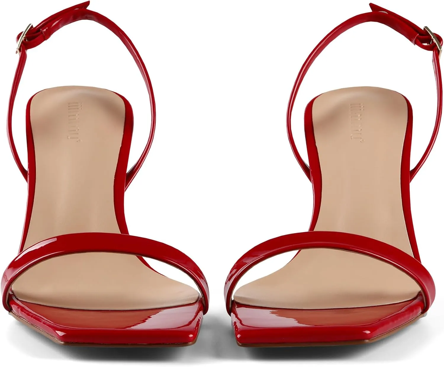 iiimmu Women's 3-Inch Stiletto Heeled Sandals, Square Open Toe Slingback, Cute and Sassy Summer Patent Leather Heels