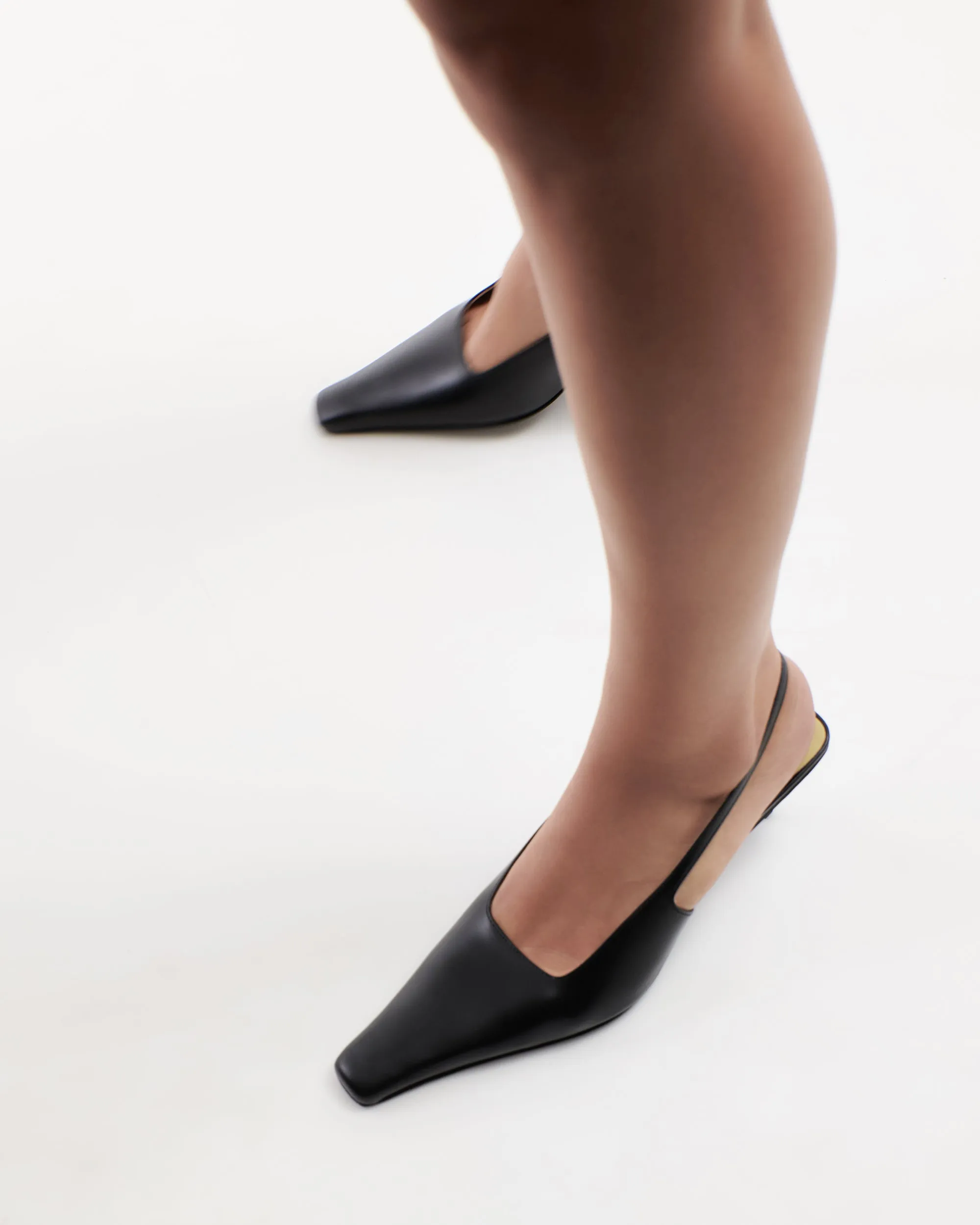 Iris Slingback in Black Leather