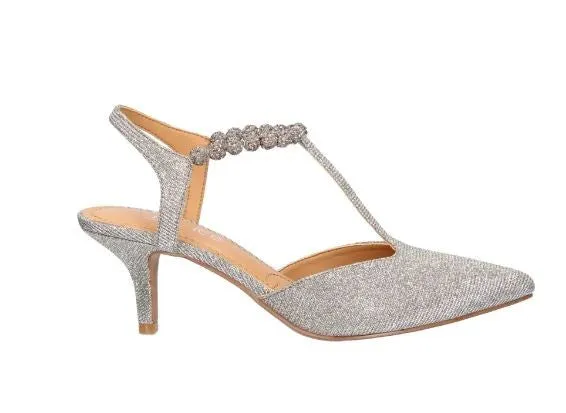 J Renee Women's Nimah Pointed Toe Pump Pewter Dance Glitter