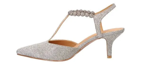 J Renee Women's Nimah Pointed Toe Pump Pewter Dance Glitter