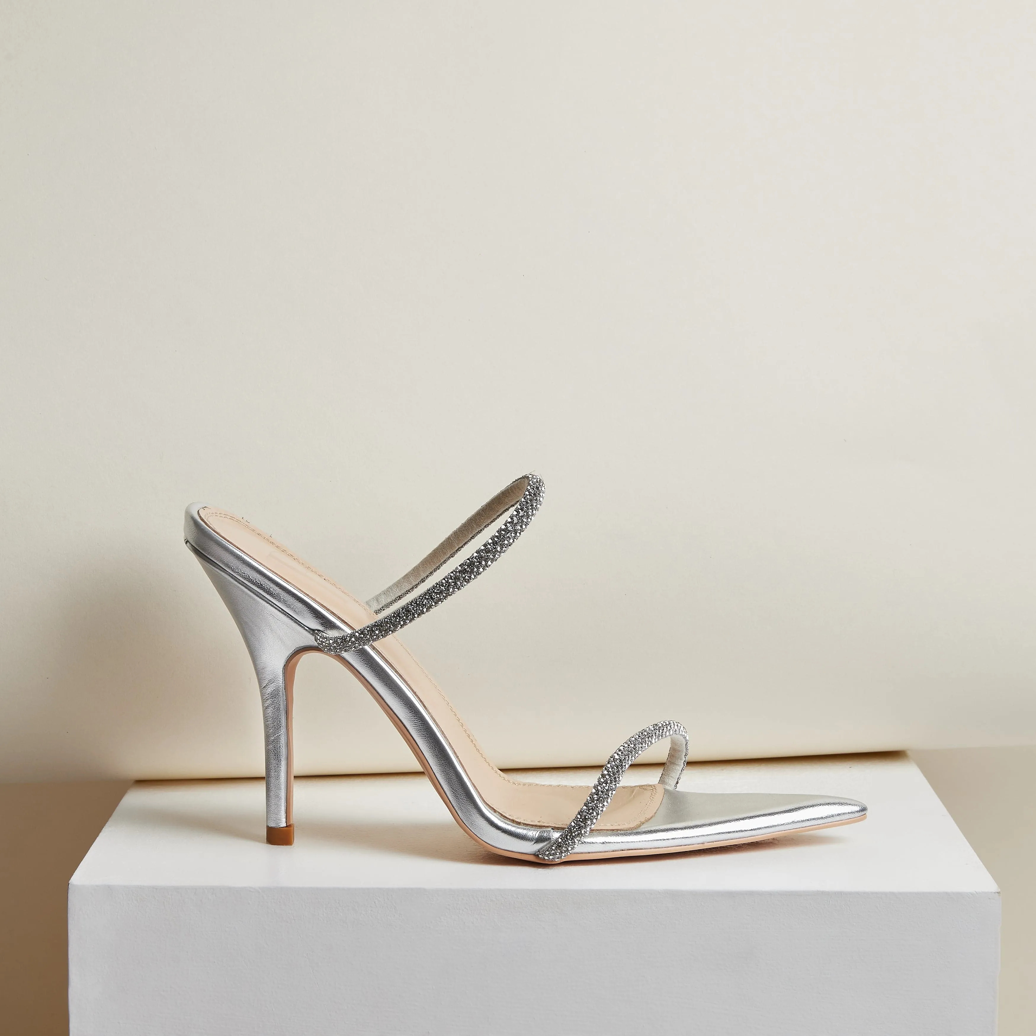 Jasmine Two- Strap 100mm Mule (Silver)