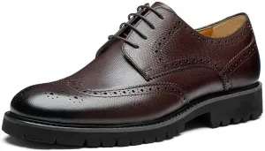 Jepsengord Men's Dress Shoes Wingtip Genuine Cowhide Leather Oxfords with Brogue Derby Shoes for Wedding, Business, Fomal Occasions
