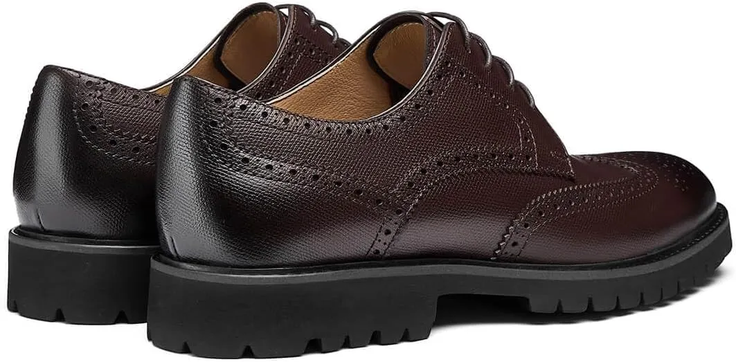 Jepsengord Men's Dress Shoes Wingtip Genuine Cowhide Leather Oxfords with Brogue Derby Shoes for Wedding, Business, Fomal Occasions