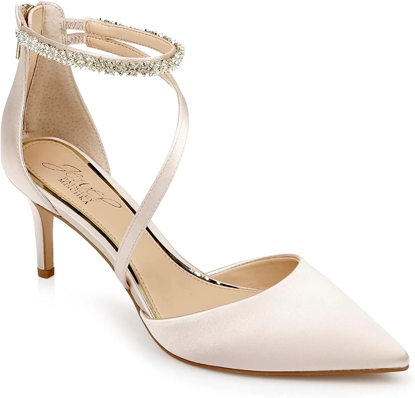 Jewel Badgley Mischka Alaia Pointed-Toe Kitten Heel