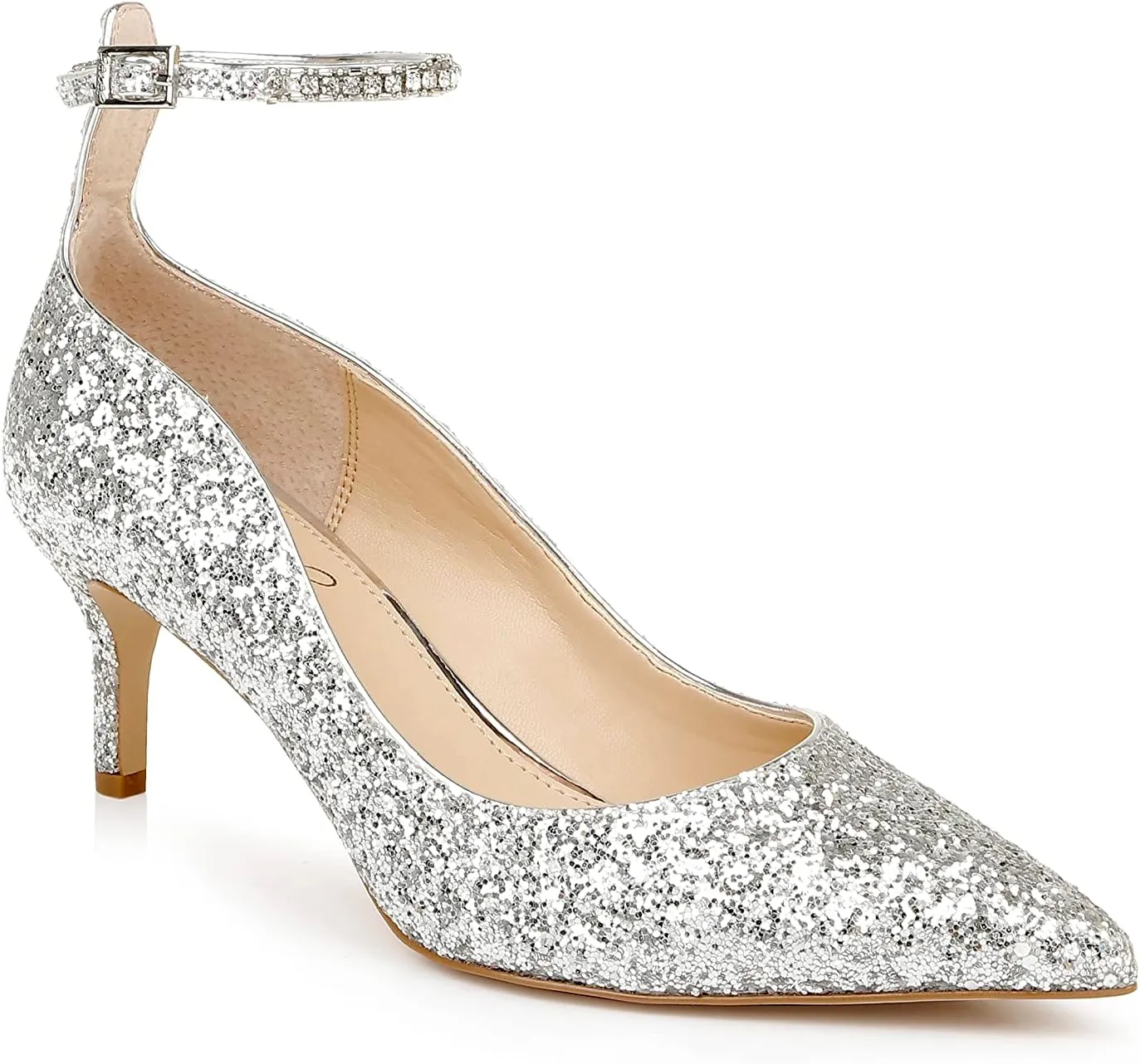 Jewel Badgley Mischka Jamila Ankle Strap Kitten Heel