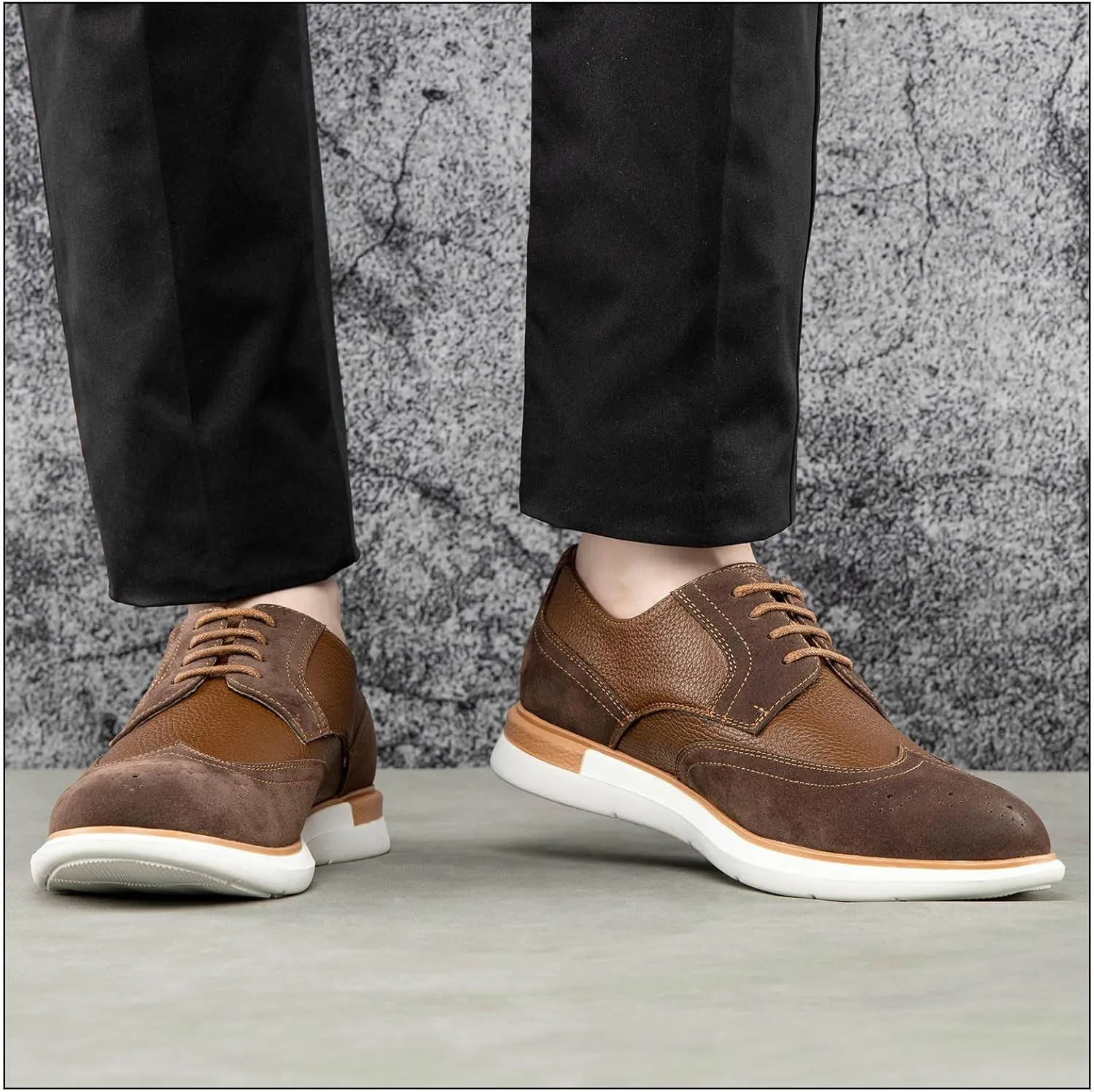 JITAI Men's Casual Oxford Dress Shoes Classic Modern Business Lace-up Wingtip Shoes