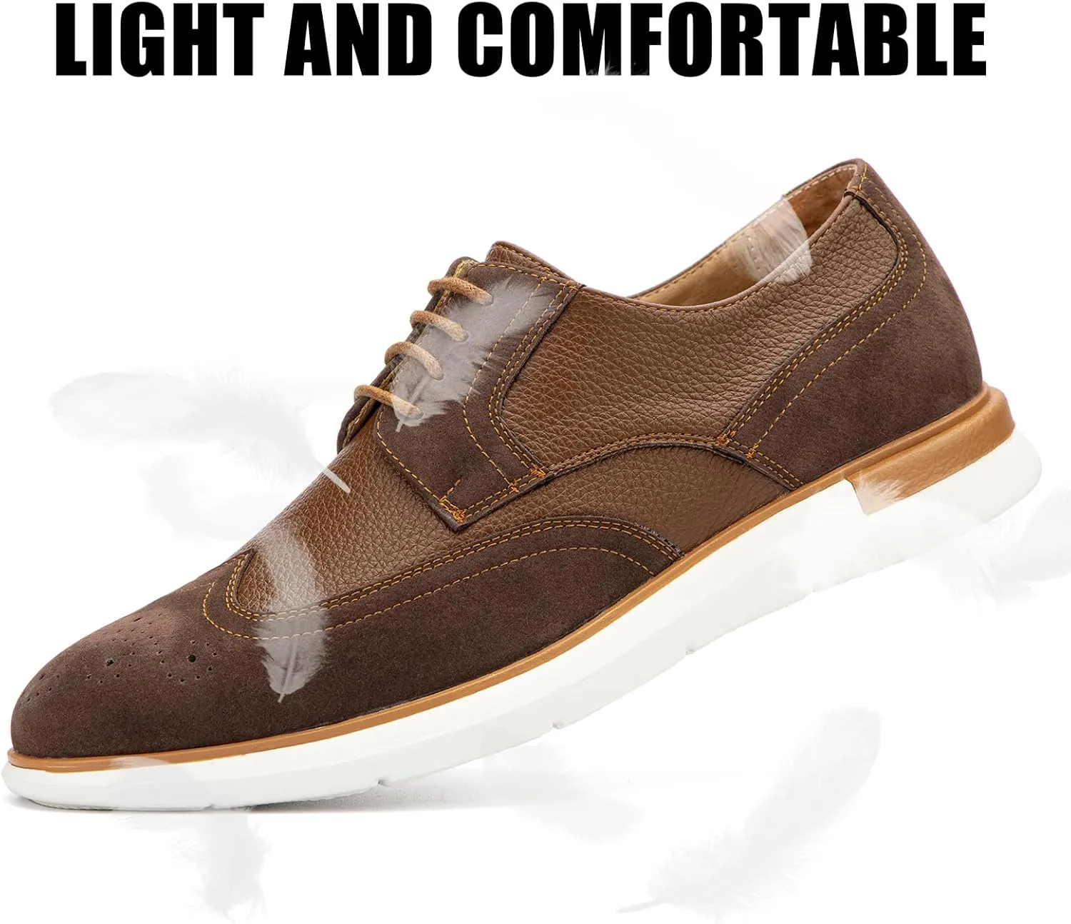 JITAI Men's Casual Oxford Dress Shoes Classic Modern Business Lace-up Wingtip Shoes