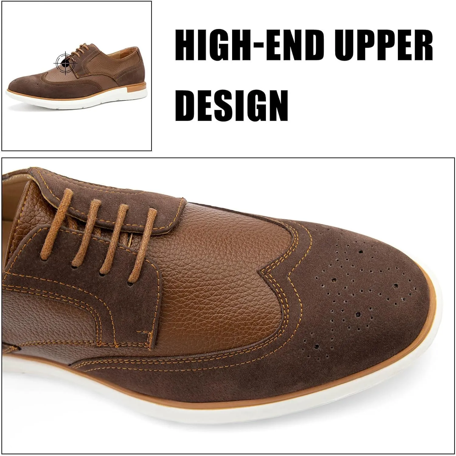 JITAI Men's Casual Oxford Dress Shoes Classic Modern Business Lace-up Wingtip Shoes