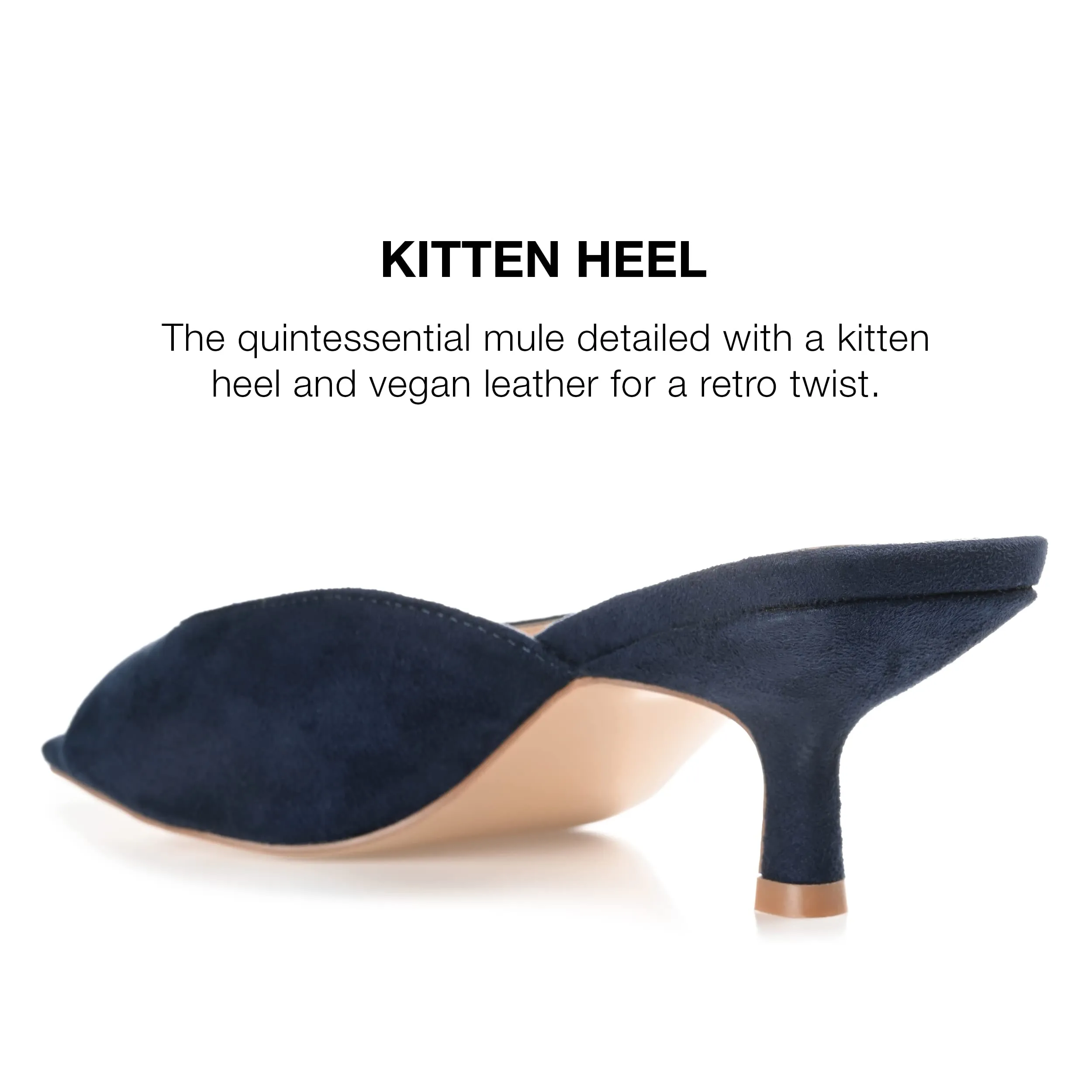 Journee Square Open Toe Kitten Heel Pump for Women - Larna Slip-On Heeled Fashion Sandal Navy 11 Medium WOMENS US
