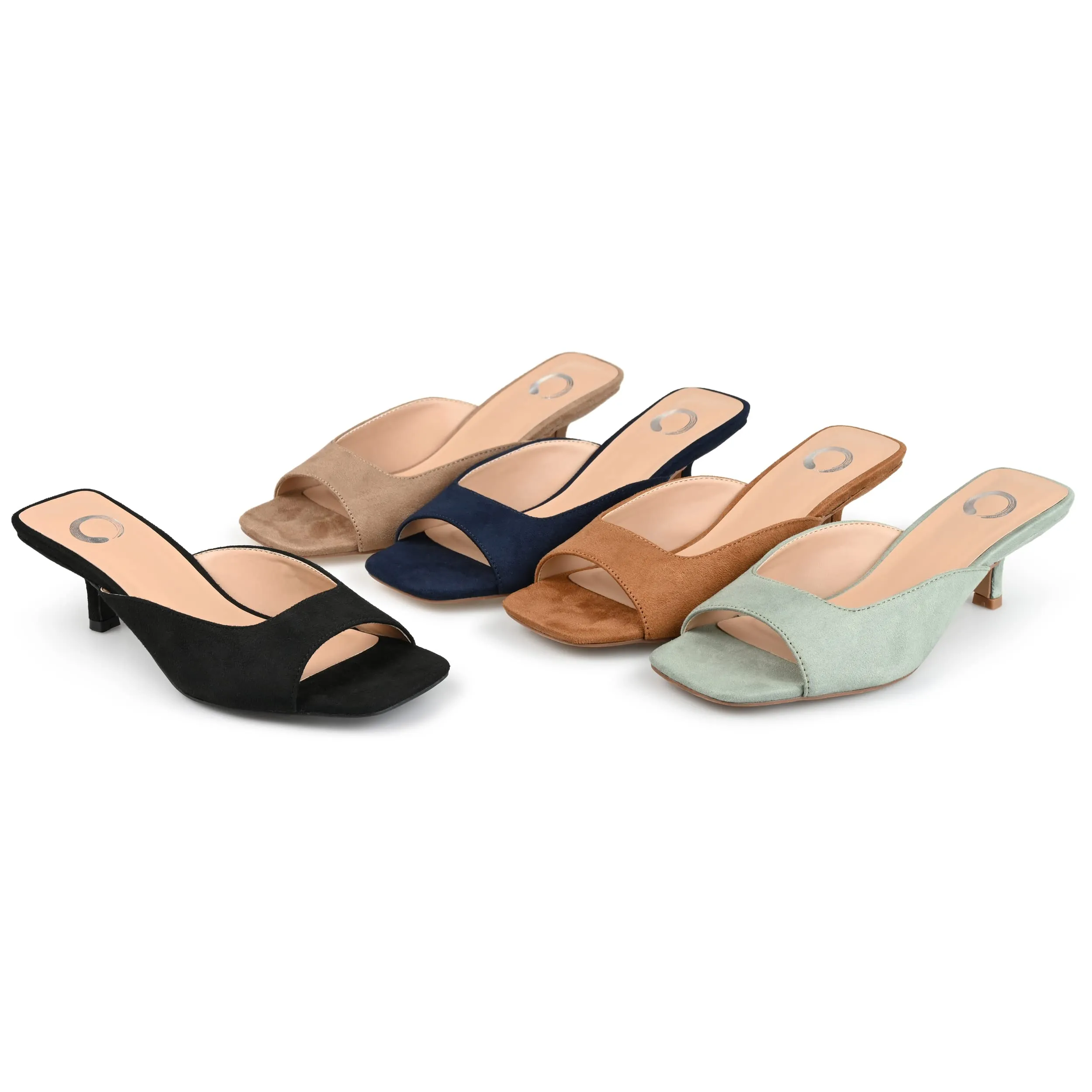 Journee Square Open Toe Kitten Heel Pump for Women - Larna Slip-On Heeled Fashion Sandal Navy 11 Medium WOMENS US