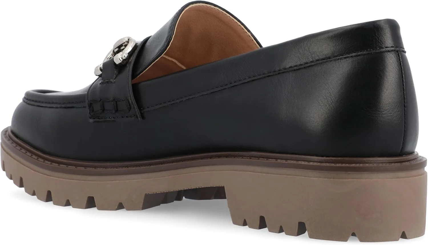 Journee Womens Jessamey Flat Loafer Hardware Detail 4 mm Comfort System Insole Faux Leather