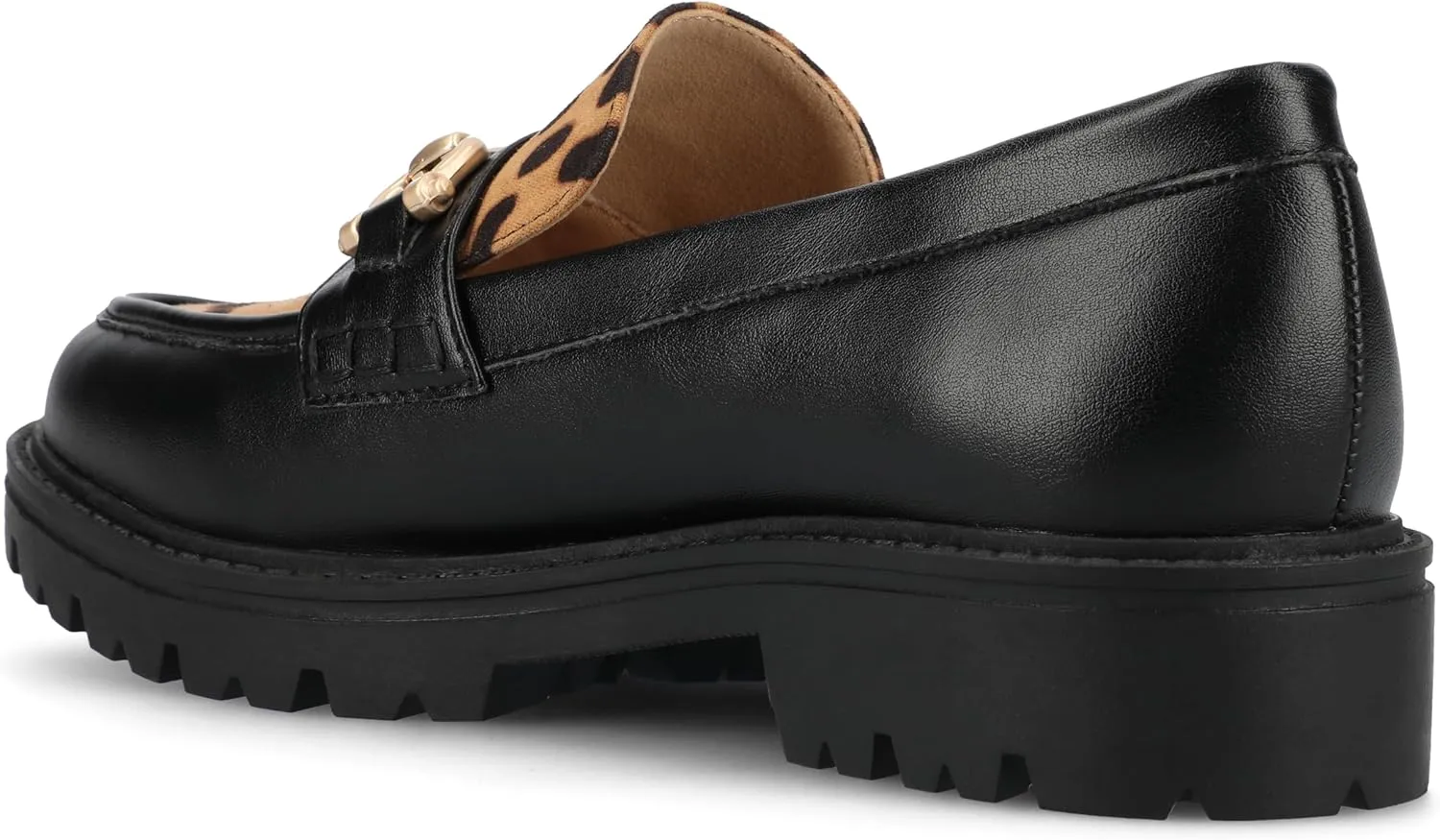 Journee Womens Jessamey Flat Loafer Hardware Detail 4 mm Comfort System Insole Faux Leather